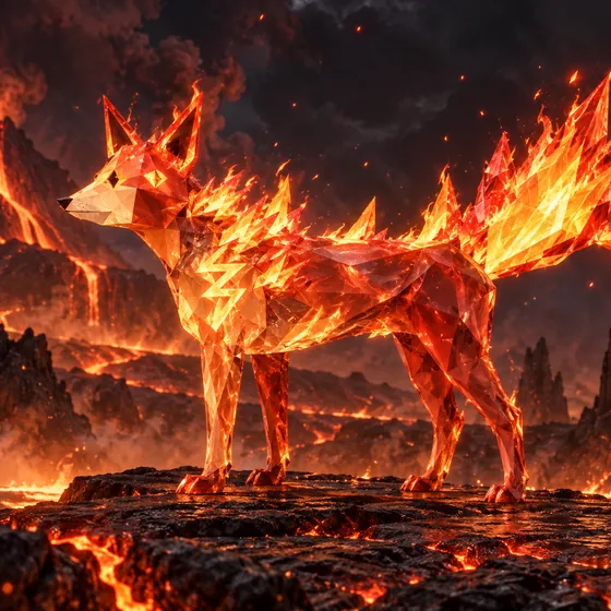 Lohhund, ein Hund aus Flammen